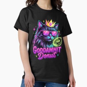 Goddamnit Donut Neon Cat King Funny Donut Lover